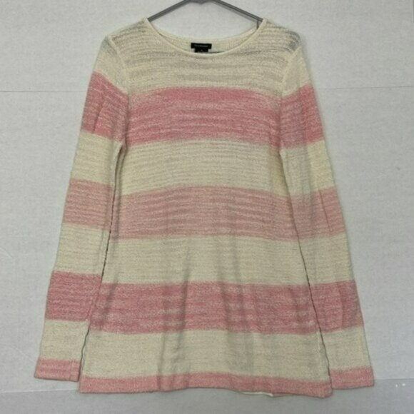 Calvin Klein Sweater, Tunic Length, Pink & White Stripes, Medium - Picture 1 of 9